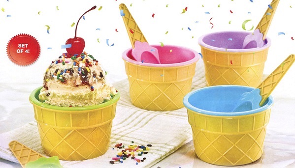 #3746 Ice Cream Bowls & Spoons