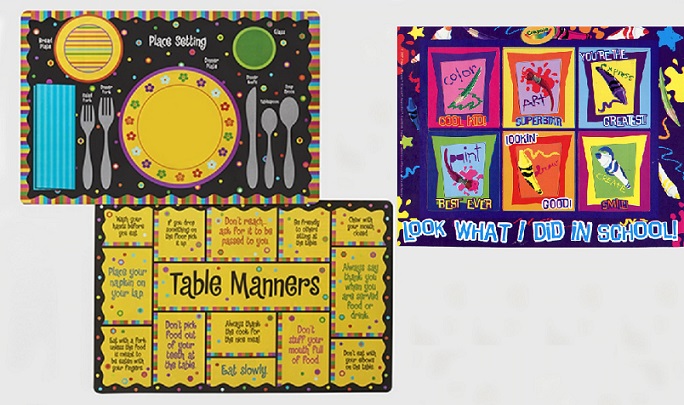 #2242 School Days and Table Manners  Placemat and Bonus gift Look What I Did Magnets