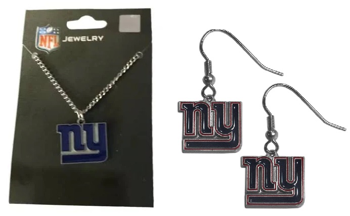 #1004 New York Giants Earrings and Necklace 